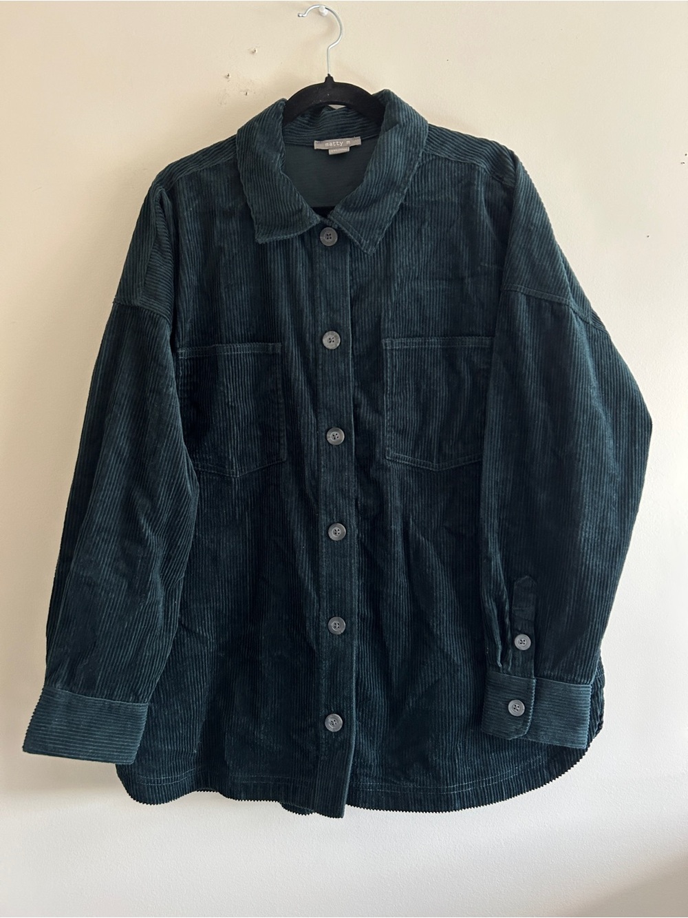 Matty M Dark Green Corduroy Button-Down Shacket Shirt Jacket, Size XXL